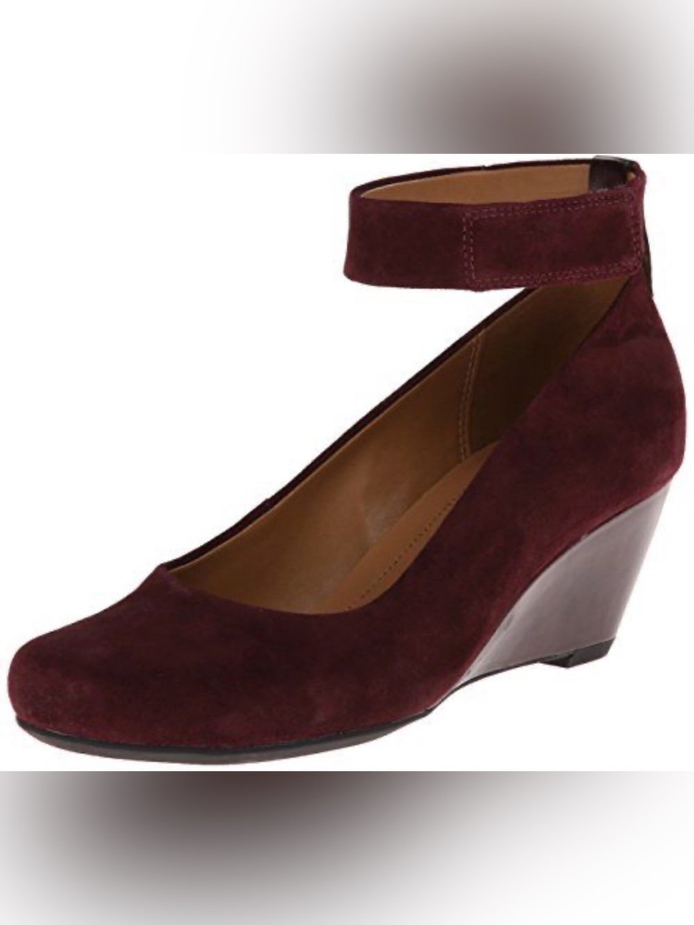 NWOT Clarks Artisan Bassett Mist Suede Wedges in Burgundy